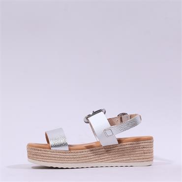 Oh My Sandals Ring Espadrille Platform - White Combi